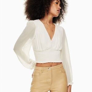 Aritzia Wilfred Sz 2XL Wistful White Feminine Romantic Boho Blouse